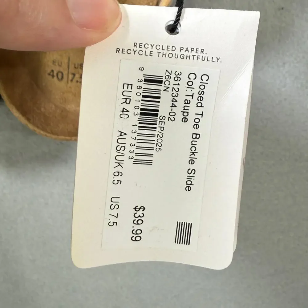 Cotton on Men's Closed Toe Buckle Slide - Taupe 7.5 $40